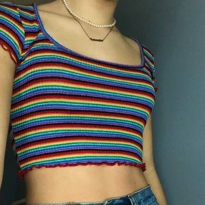 rainbow lettuce edged 90s crop top